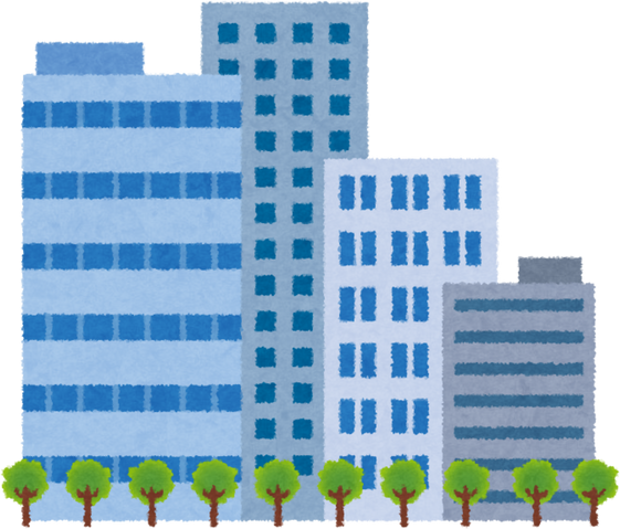 Watercolor Illustration of Urban Office Buildings